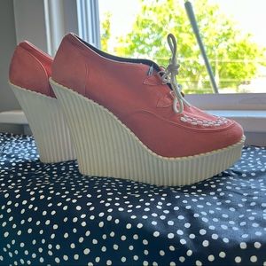 Coral TUK Creeper Wedge Heels size 9